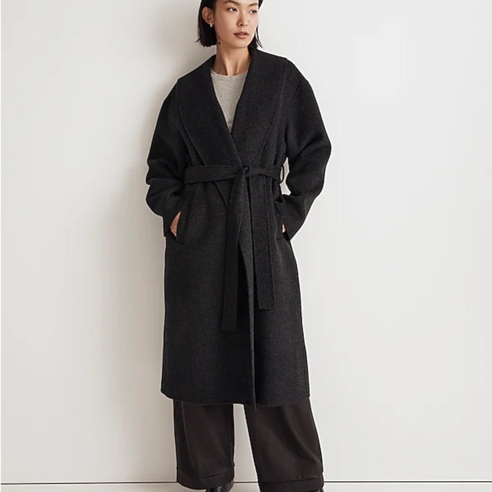 Madewell charcoal grey double faced robe coat